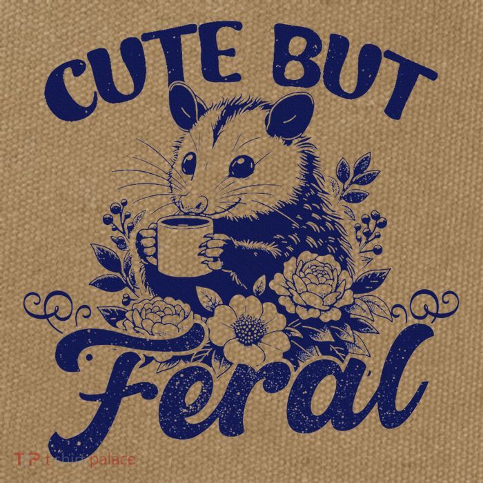 Cute But Feral Possum Outfits Funny Opossum Cotton Canvas Backpack