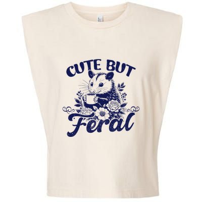 Cute But Feral Possum Outfits Funny Opossum Garment-Dyed Women's Muscle Tee