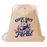 Cute But Feral Possum Outfits Funny Opossum Drawstring Bag