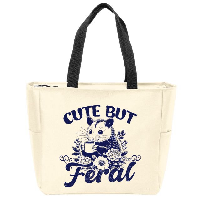 Cute But Feral Possum Outfits Funny Opossum Zip Tote Bag