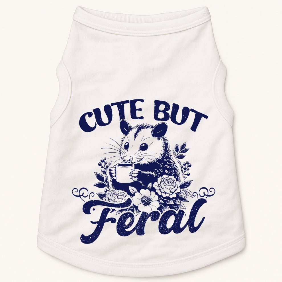Cute But Feral Possum Outfits Funny Opossum Doggie Tank
