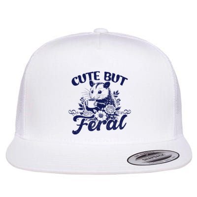 Cute But Feral Possum Outfits Funny Opossum Flat Bill Trucker Hat