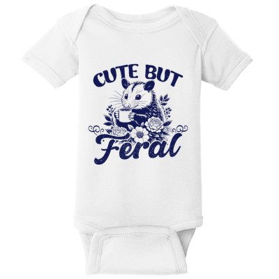 Cute But Feral Possum Outfits Funny Opossum Baby Bodysuit