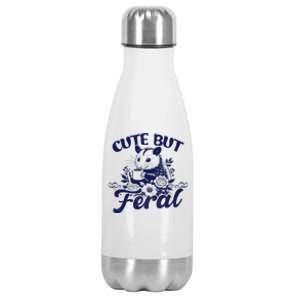 Cute But Feral Possum Outfits Funny Opossum Stainless Steel Insulated Water Bottle