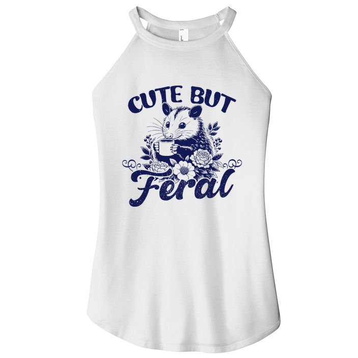 Cute But Feral Possum Outfits Funny Opossum Women's Perfect Tri Rocker Tank