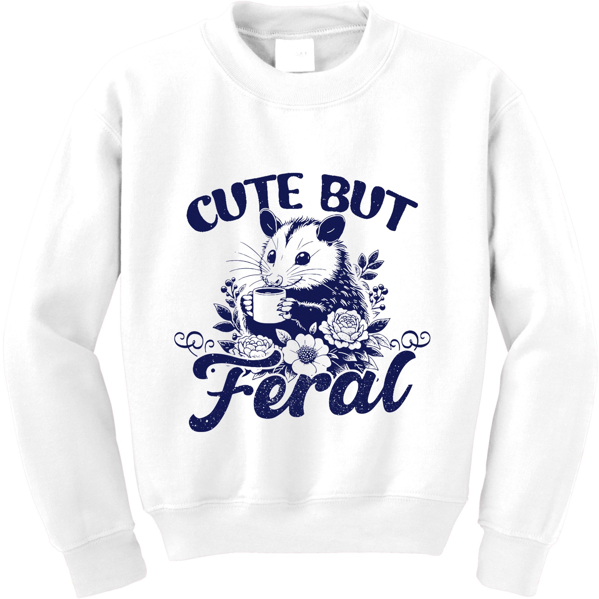 Cute But Feral Possum Outfits Funny Opossum Kids Sweatshirt