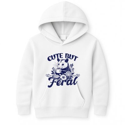 Cute But Feral Possum Outfits Funny Opossum Kids Hoodie