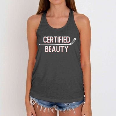 Certified Beauty Funny Ice Hockey Slang Wheel Snipe Celly Cool Gift Women's Knotted Racerback Tank