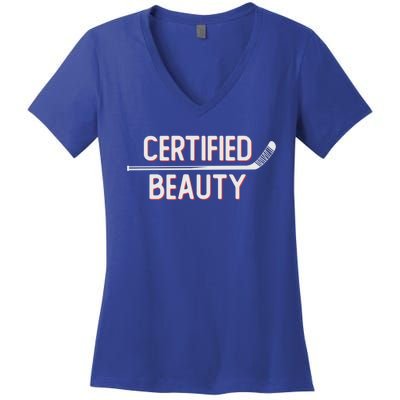 Certified Beauty Funny Ice Hockey Slang Wheel Snipe Celly Cool Gift Women's V-Neck T-Shirt