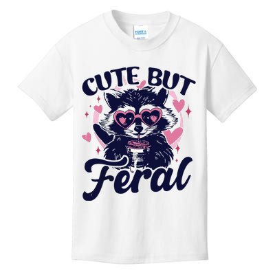 Cute But Feral Raccoon Outfits For Women Funny Raccoon Kids T-Shirt