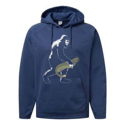 Catfish Bigfoot Fisher Fishing Fisher Catfishing Meaningful Gift Performance Fleece Hoodie