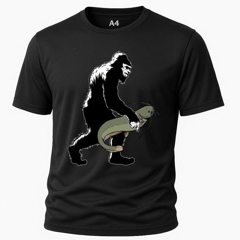 Catfish Bigfoot Fisher Fishing Fisher Catfishing Meaningful Gift Cooling Performance Crew T-Shirt