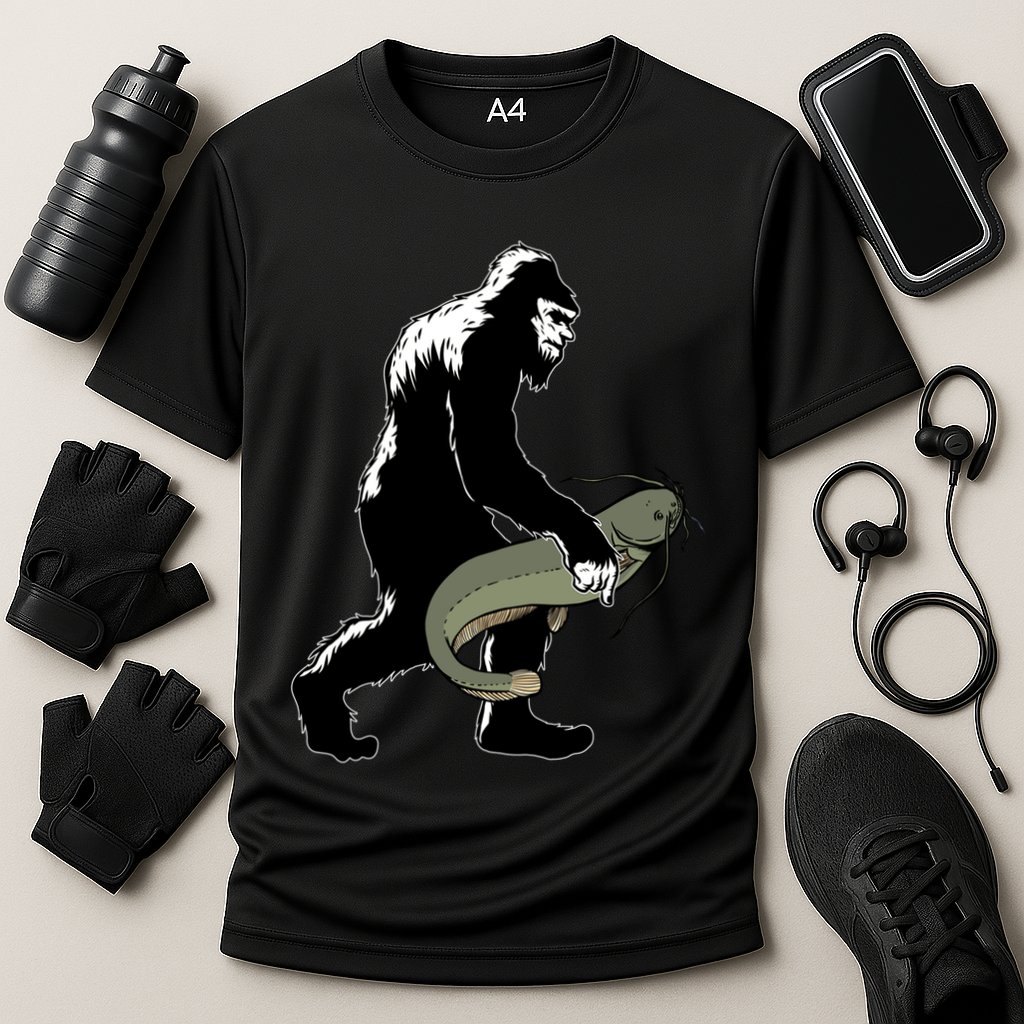 Catfish Bigfoot Fisher Fishing Fisher Catfishing Meaningful Gift Cooling Performance Crew T-Shirt