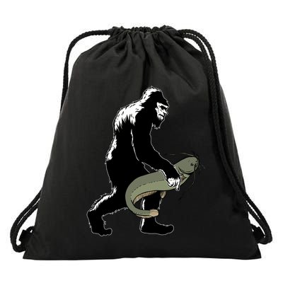Catfish Bigfoot Fisher Fishing Fisher Catfishing Meaningful Gift Drawstring Bag