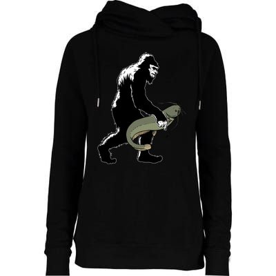 Catfish Bigfoot Fisher Fishing Fisher Catfishing Meaningful Gift Womens Funnel Neck Pullover Hood