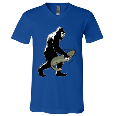Catfish Bigfoot Fisher Fishing Fisher Catfishing Meaningful Gift V-Neck T-Shirt