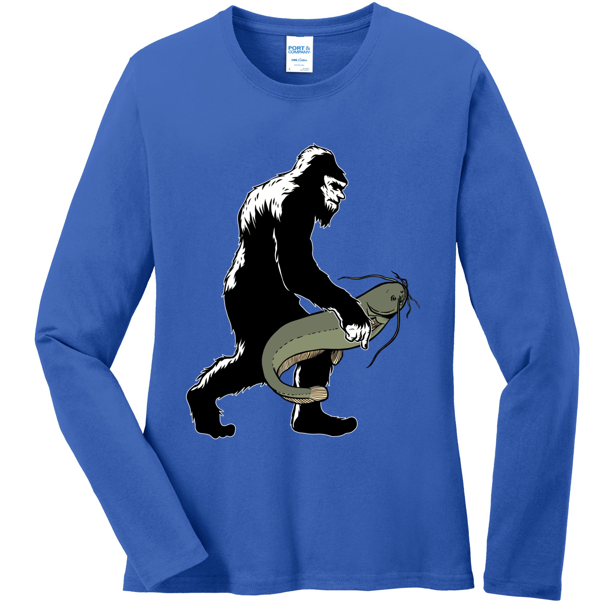 Catfish Bigfoot Fisher Fishing Fisher Catfishing Meaningful Gift Ladies Long Sleeve Shirt