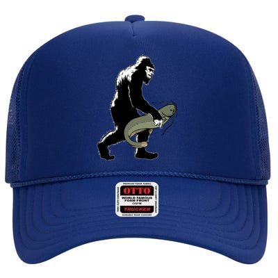 Catfish Bigfoot Fisher Fishing Fisher Catfishing Meaningful Gift High Crown Mesh Back Trucker Hat