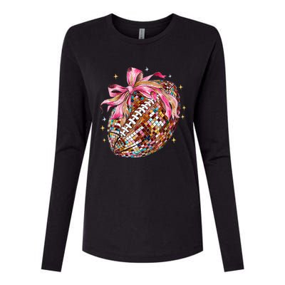 Coquette Bow Football Disco Football Bow Coquette Womens Cotton Relaxed Long Sleeve T-Shirt