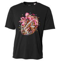 Coquette Bow Football Disco Football Bow Coquette Cooling Performance Crew T-Shirt