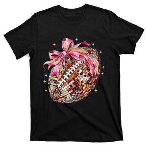 Coquette Bow Football Disco Football Bow Coquette T-Shirt