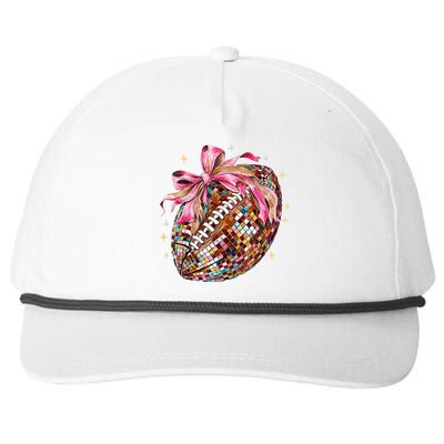 Coquette Bow Football Disco Football Bow Coquette Snapback Five-Panel Rope Hat