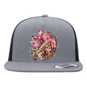 Coquette Bow Football Disco Football Bow Coquette Flat Bill Trucker Hat