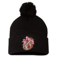 Coquette Bow Football Disco Football Bow Coquette Pom Pom 12in Knit Beanie