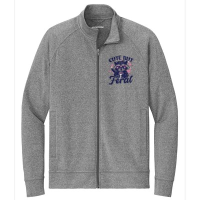 Cute But Feral Raccoon Funny Raccoon Gift Stretch Full-Zip Cadet Jacket