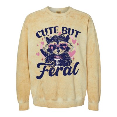 Cute But Feral Raccoon Funny Raccoon Gift Colorblast Crewneck Sweatshirt