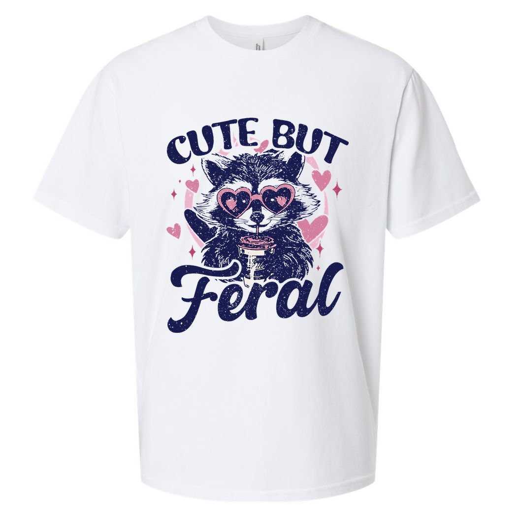 Cute But Feral Raccoon Funny Raccoon Gift Sueded Cloud Jersey T-Shirt