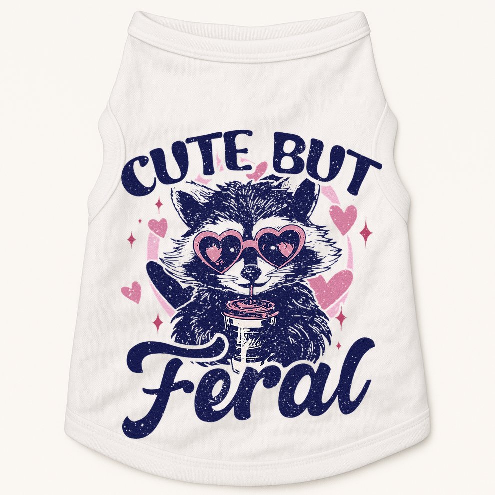 Cute But Feral Raccoon Funny Raccoon Gift Doggie Tank