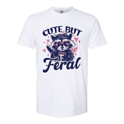 Cute But Feral Raccoon Funny Raccoon Gift Softstyle CVC T-Shirt