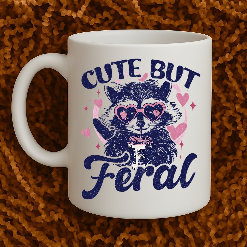 Cute But Feral Raccoon Funny Raccoon Gift Mug
