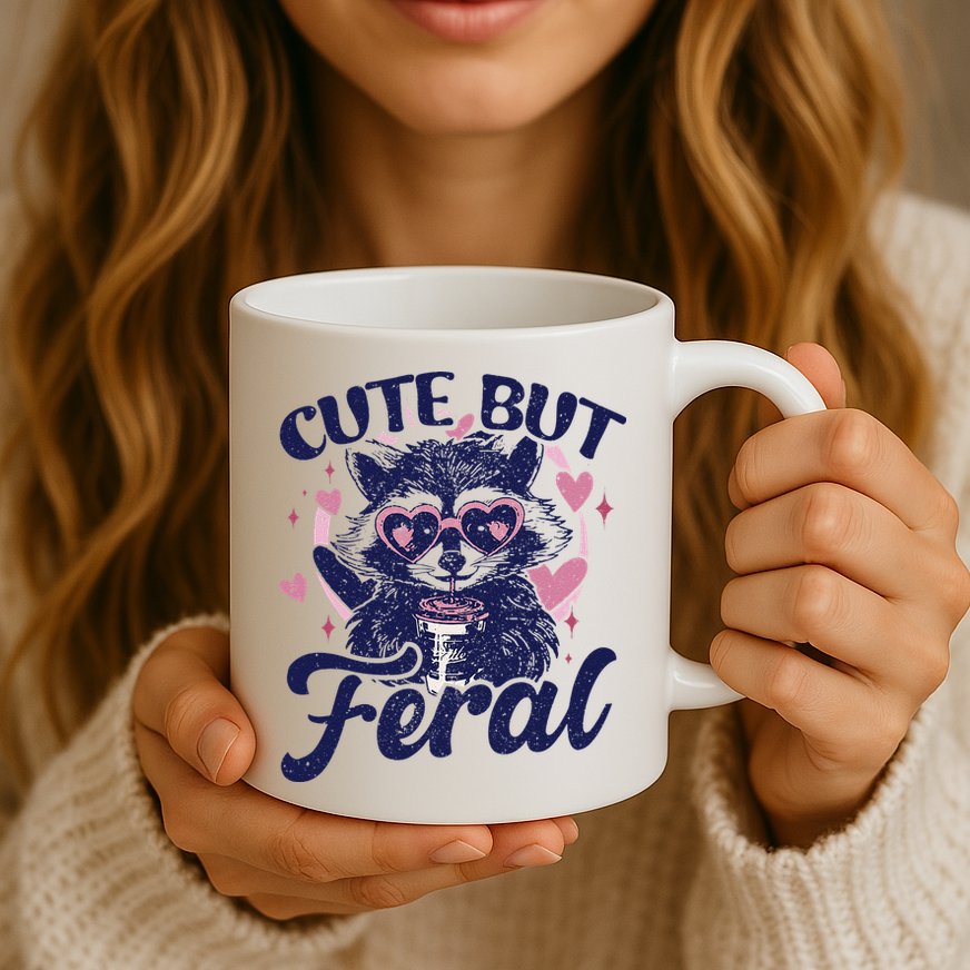 Cute But Feral Raccoon Funny Raccoon Gift Mug