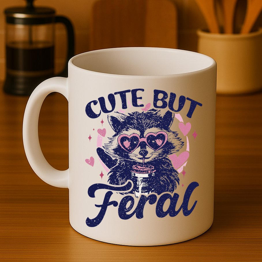 Cute But Feral Raccoon Funny Raccoon Gift Mug