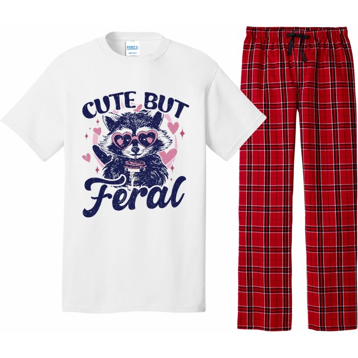 Cute But Feral Raccoon Funny Raccoon Gift Pajama Set