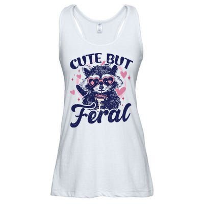 Cute But Feral Raccoon Funny Raccoon Gift Ladies Essential Flowy Tank