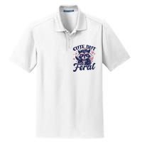 Cute But Feral Raccoon Funny Raccoon Gift Dry Zone Grid Polo