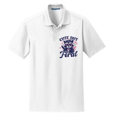 Cute But Feral Raccoon Funny Raccoon Gift Dry Zone Grid Polo