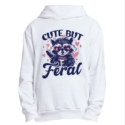 Cute But Feral Raccoon Funny Raccoon Gift Urban Pullover Hoodie