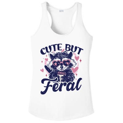Cute But Feral Raccoon Funny Raccoon Gift Ladies PosiCharge Competitor Racerback Tank