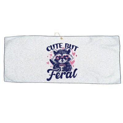 Cute But Feral Raccoon Funny Raccoon Gift Large Microfiber Waffle Golf Towel
