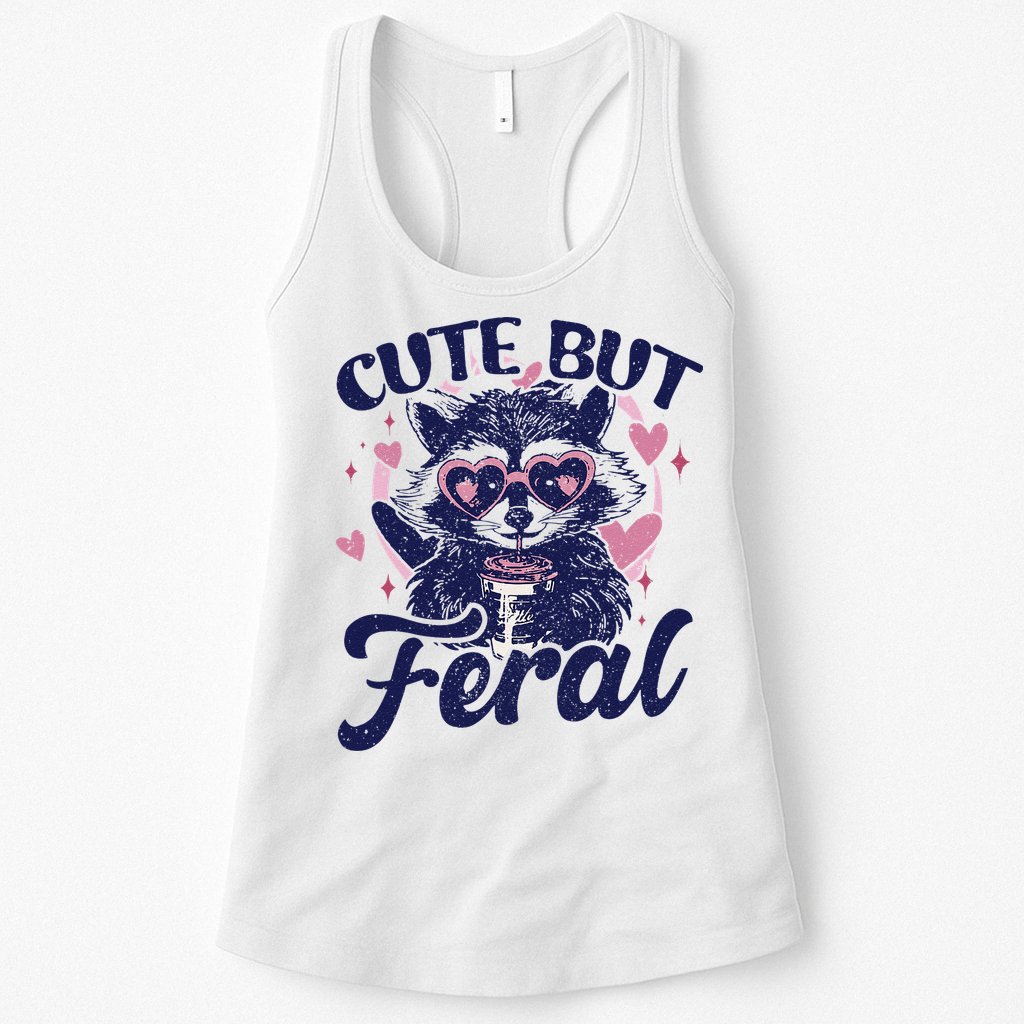 Cute But Feral Raccoon Funny Raccoon Gift Womens Tank Top