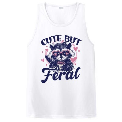 Cute But Feral Raccoon Funny Raccoon Gift PosiCharge Competitor Tank