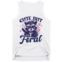 Cute But Feral Raccoon Funny Raccoon Gift Tank Top