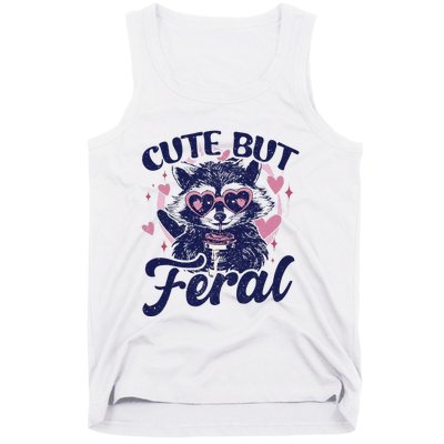 Cute But Feral Raccoon Funny Raccoon Gift Tank Top