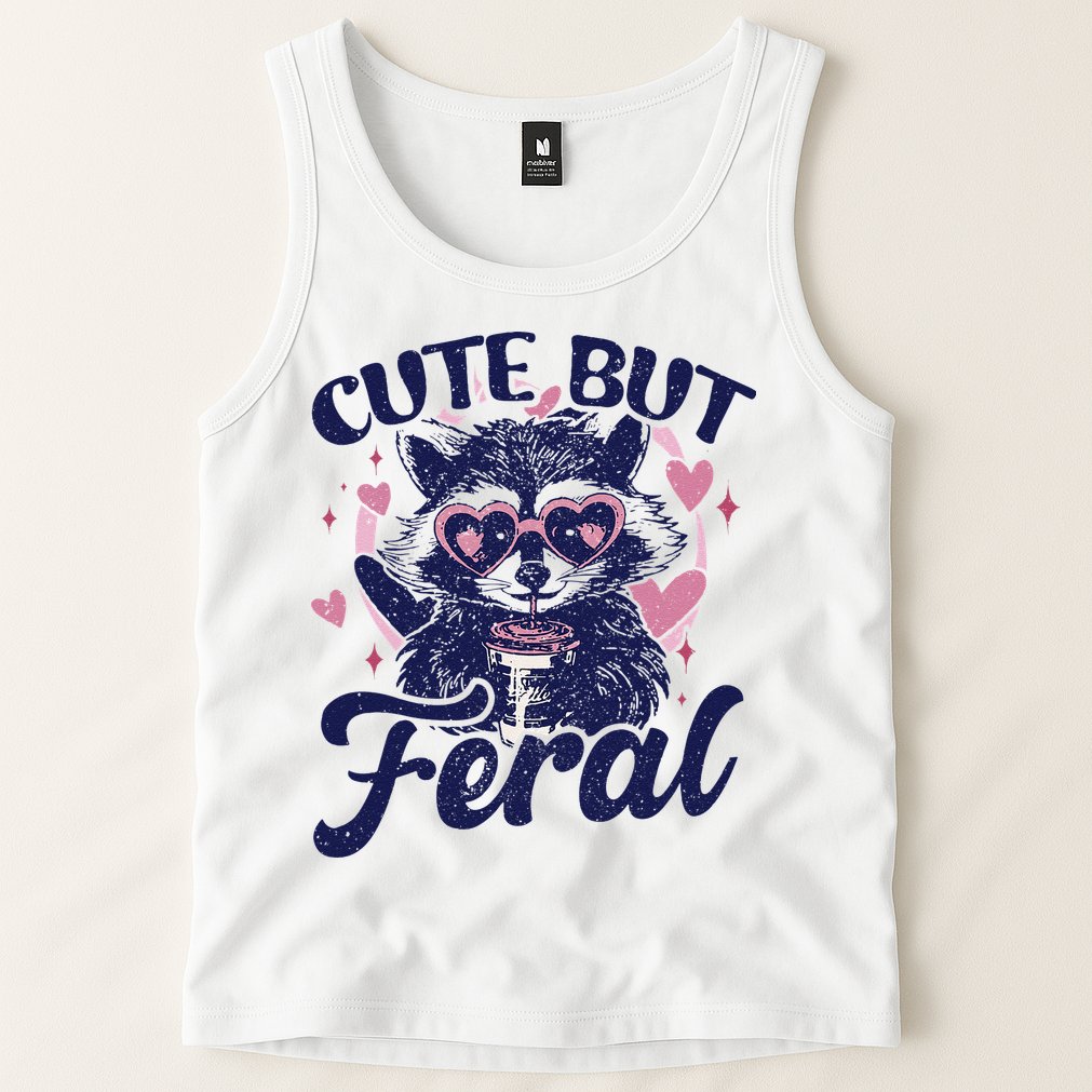 Cute But Feral Raccoon Funny Raccoon Gift Tank Top