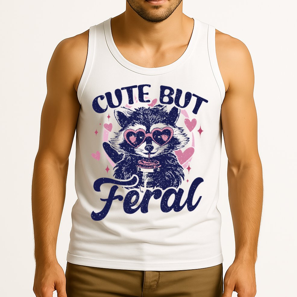 Cute But Feral Raccoon Funny Raccoon Gift Tank Top