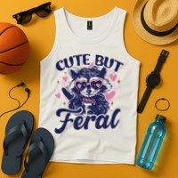 Cute But Feral Raccoon Funny Raccoon Gift Tank Top